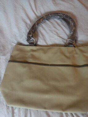 Ralph Lauren Womens Beige Canvas Tote Purse New